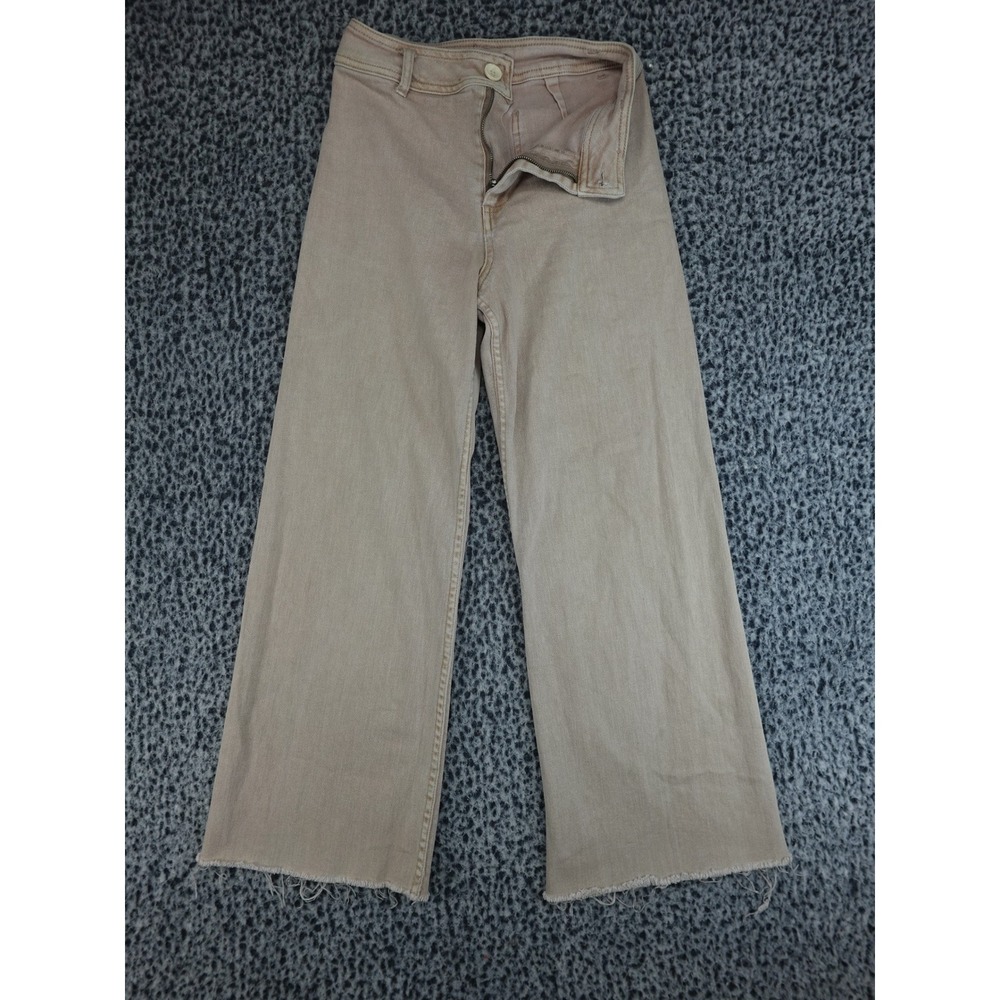 Robertson‎ + Rodeo Wide Leg Jeans Womens Medium Tan Raw Hem High Rise